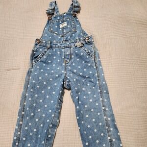 Oshkosh Toddler Girl's Overall Polka Dot Denim 24 months Classic